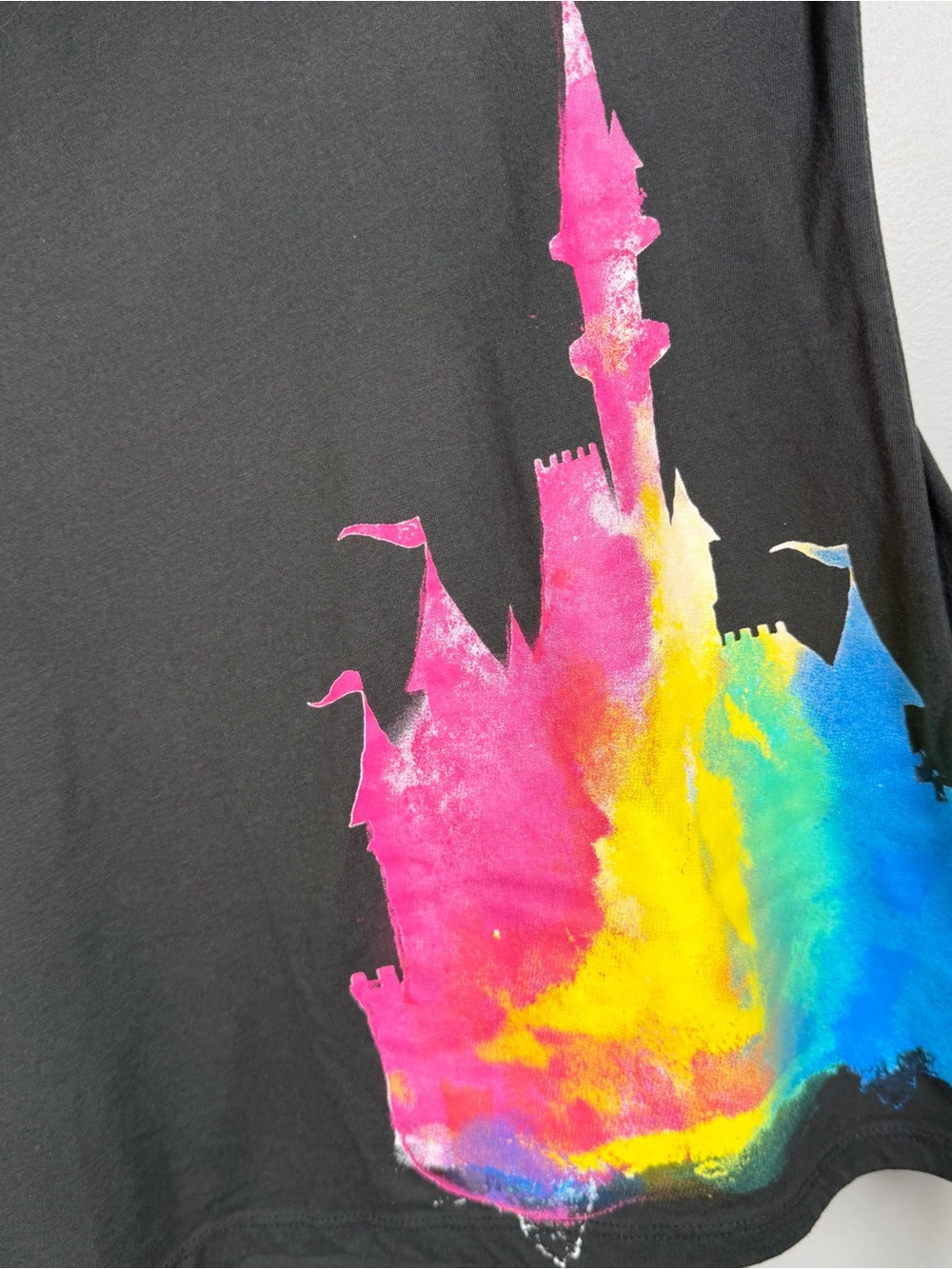 2022 Disney Parks Cinderella Black Castle Tie Dye Splash Tank Top Shirt XL - Picture 5 of 7